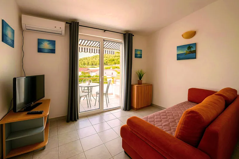 Apartman A4 Podaca pogled na more dnevni boravak balkon Makarska rivijera Villa Natali